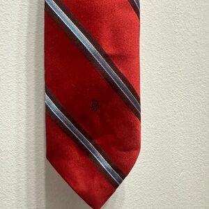 Dior Red Tie with Blue and Black Stripes